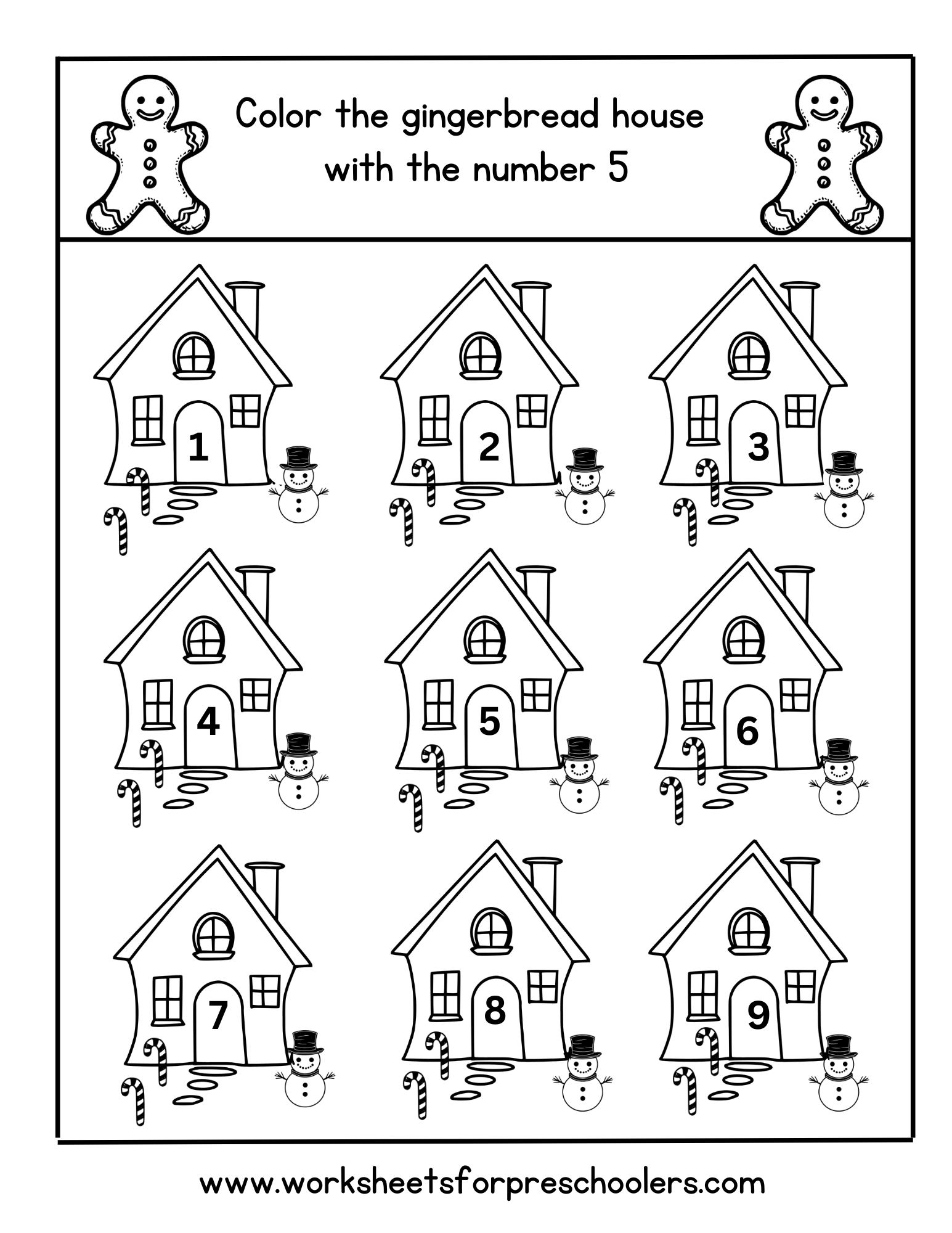 Christmas Number Recognition Math Worksheet